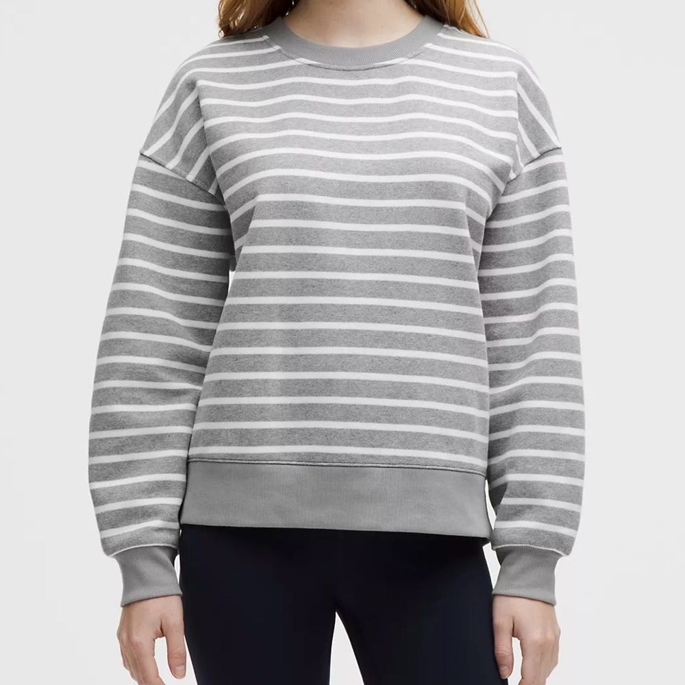 Lululemon Gray White Stripe Perfectly Oversized Pullover Sweatshirt. Small. NEW